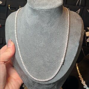 Sterling Silver-Moissanite Tennis Necklace with Moissannite Stones